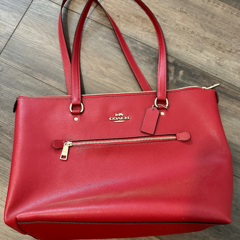 Red Coach Tote Bag
